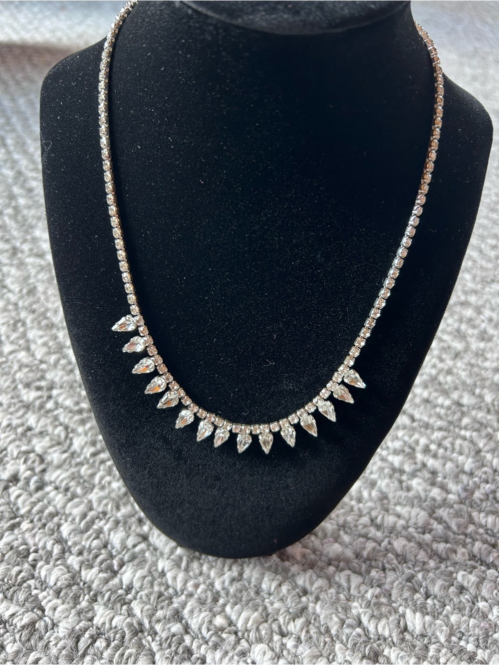 Claire's Silver Crystal Teardrop Necklace